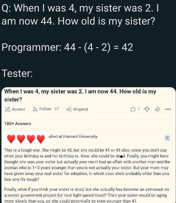 Video: Programmer vs Tester Humor Meme - Math gone wrong meme! This epic meme has programmers scratching heads with a tester's reality check. A legendary take on sibling math, prepare for a hilarious ride!