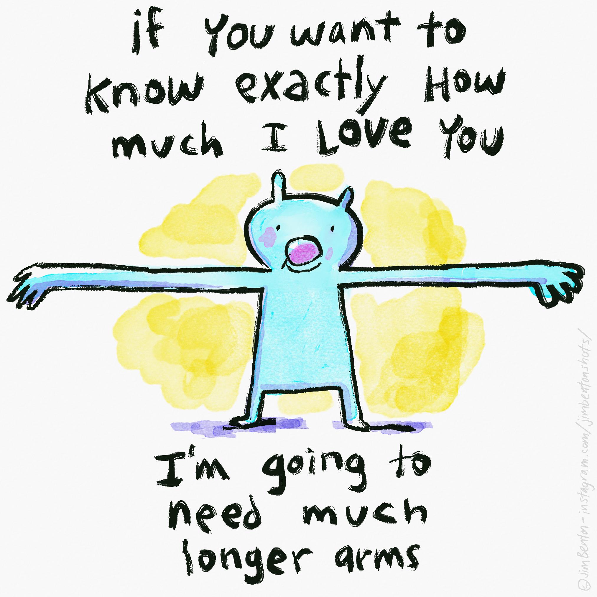 GIF: Longer Arms Love Meme - Feel the love! This adorable meme shows a cute bear-like character expressing massive love. It's an epic meme moment when longer arms just won't do!