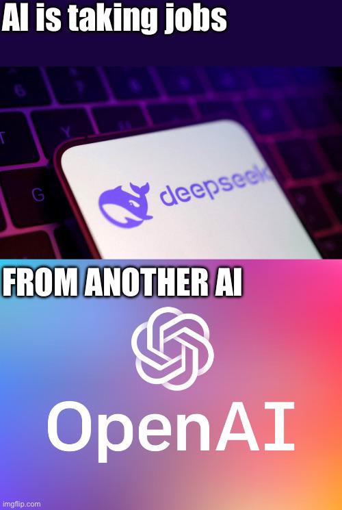 Video: AI Job Competition Meme - AI job struggle! This meme takes a hilarious jab at AI taking jobs from another AI. Deepseek vs OpenAI is the epic battle of the future. An absolute unit of a tech meme, it's a must-share for all meme lovers.